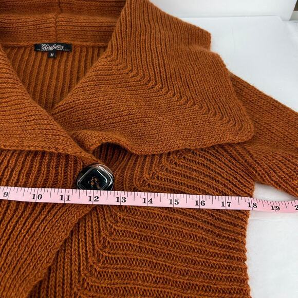 Elisabetta M Mohair/Wool Asymmetric Cardigan Sweater Made In Italy Burnt Siena - Picture 8 of 12